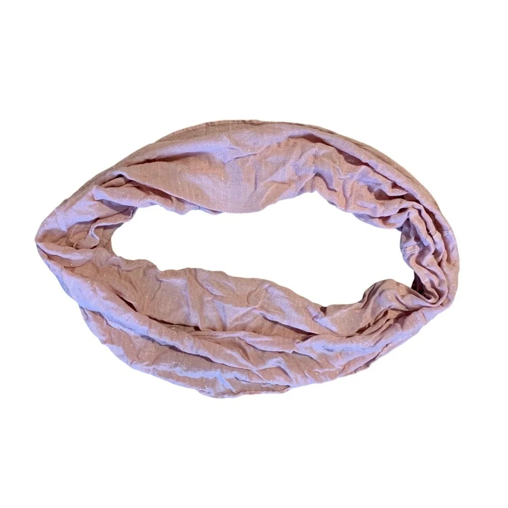 Pink Infinity Scarf with Shimmer‎ Thread Lightweight Casual Fashion